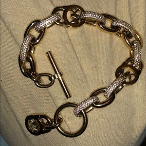 Gold Crystal Michael Kors Chainlink Charm Bracelet